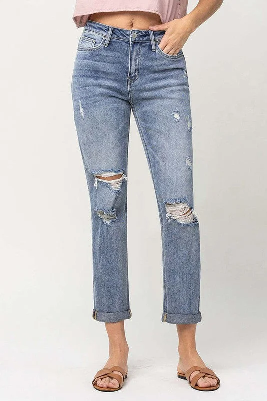 Distressed Stretch Boyfriend Jeans Confident Women's Power