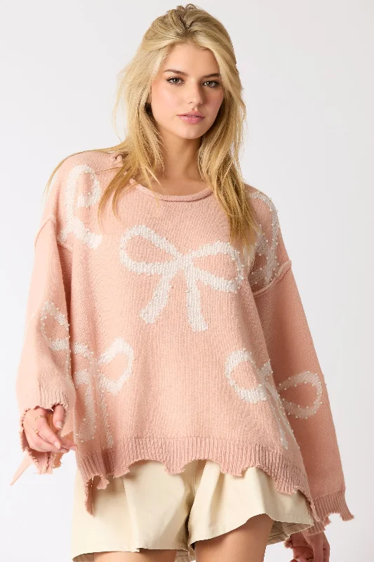 Bow Pearl Sweater Top