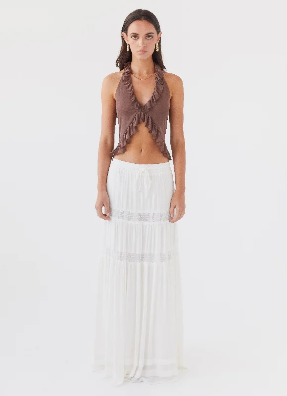 Tanya Mesh Frill Top - Chocolate Artistic Women's Avant - 