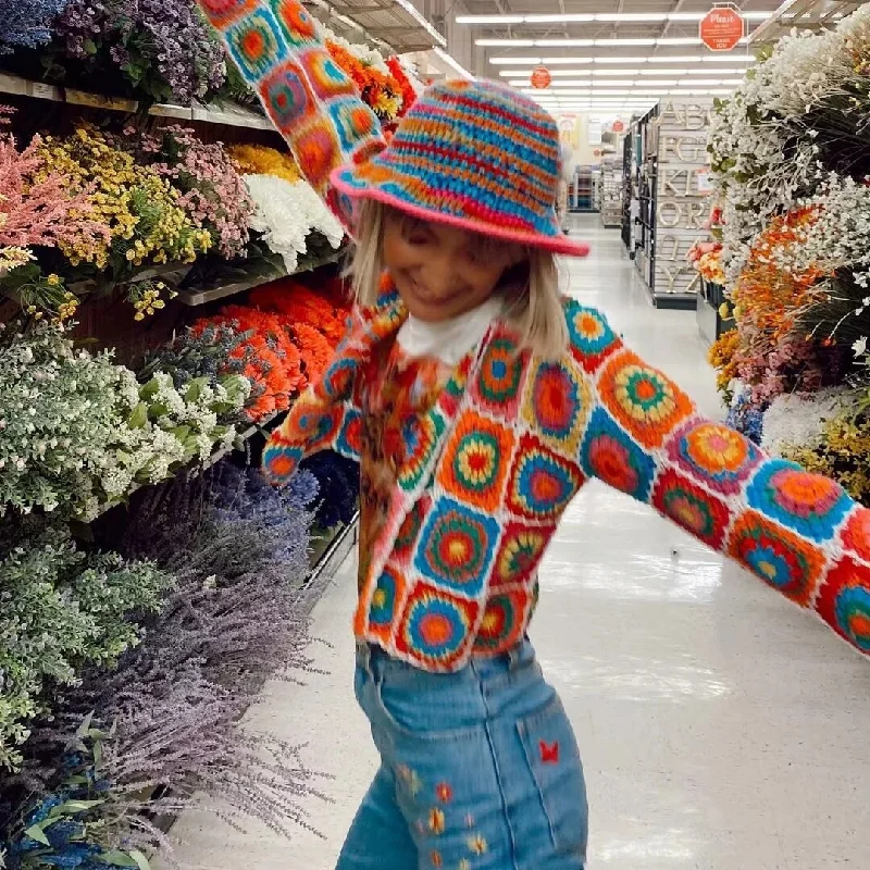 Sunburst Boho Coloured Hand Crochet Cardigan