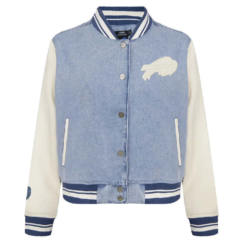 NFL BUFFALO BILLS VARSITY BLUES WOMEN'S DENIM VARSITY JACKET (DENIM/LINEN) Refined Women's 