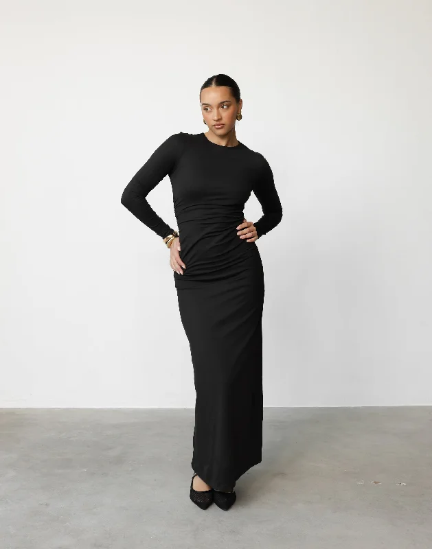 Manon Maxi Dress (Black) Bold Women's Animal Print