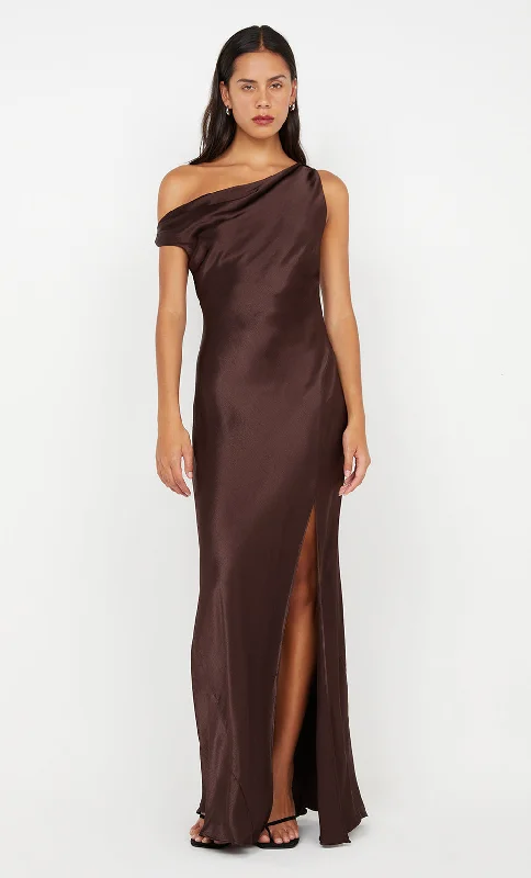 SOL ASYM DRESS - DARK CHOCOLATE Contemporary 
