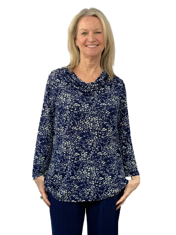 La Cera Lucerne Floral Cowl Neck Top European