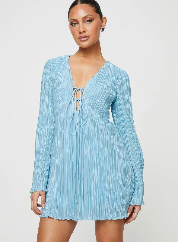 Malop Long Sleeve Mini Dress Blue