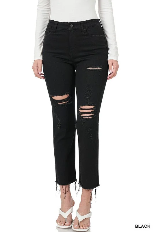 Distressed Cropped Denim Dapper Women's 1920S