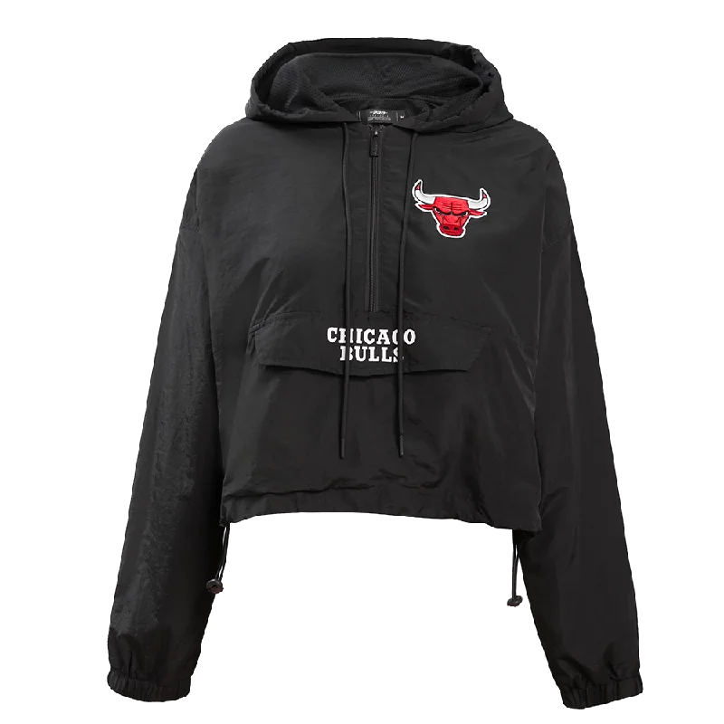 NBA CHICAGO BULLS CLASSIC WOMEN'S WIND WOVEN 1/2 JACKET (BLACK) Youthful Women's Anime - inspired NBA CHICAGO BULLS CLASSIC WOMEN'S WIND WOVEN 1/2 JACKET (BLACK) Youthful Women's Anime - inspired