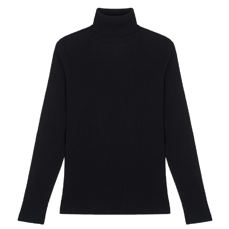 Sunspel Womens Rib Roll Neck T-Shirt Black Women