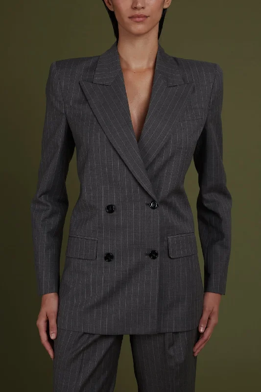 Blazer raya diplomática gris Refined Women's Hand - crafted