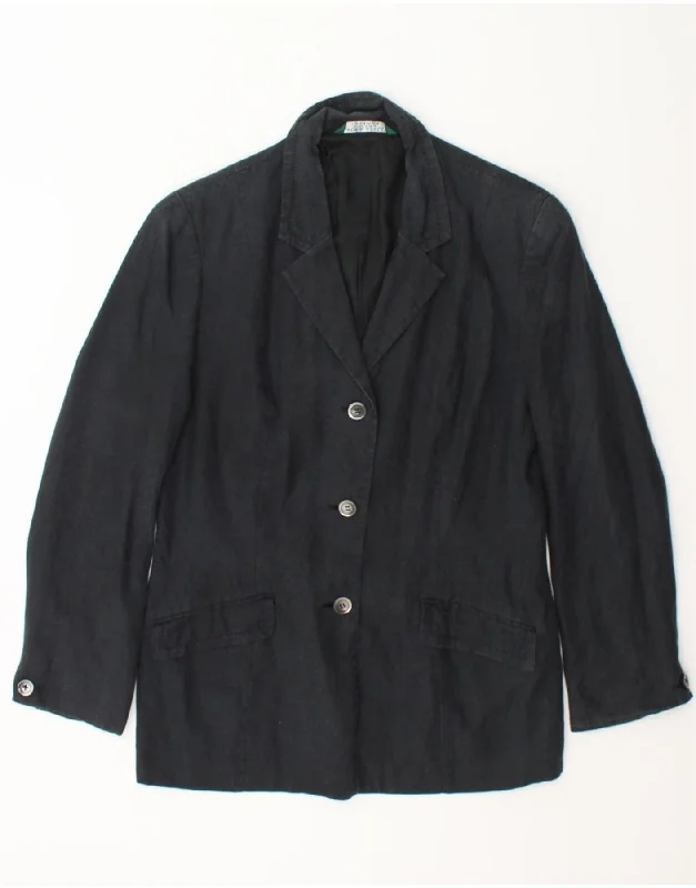 LAURA ASHLEY Womens 3 Button Blazer Jacket UK 14 Large Black Linen Sophisticated Women's LAURA ASHLEY Womens 3 Button Blazer Jacket UK 14 Large Black Linen Sophisticated Women's