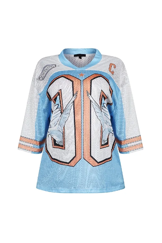 Pigeon Oversized Football Jersey Top Sleek Women's Metallic