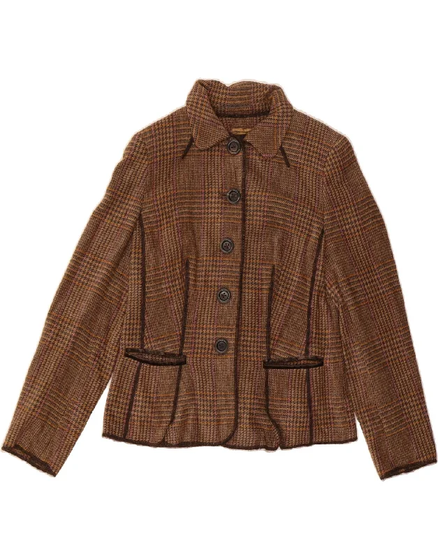 RENA LANGE Womens 5 Button Blazer Jacket UK 16 Large Brown Check Tough Women's Military - inspired RENA LANGE Womens 5 Button Blazer Jacket UK 16 Large Brown Check Tough Women's Military - inspired