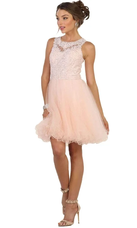 May Queen - Embellished Jewel A-line Homecoming Dress Laid - back Women's Style