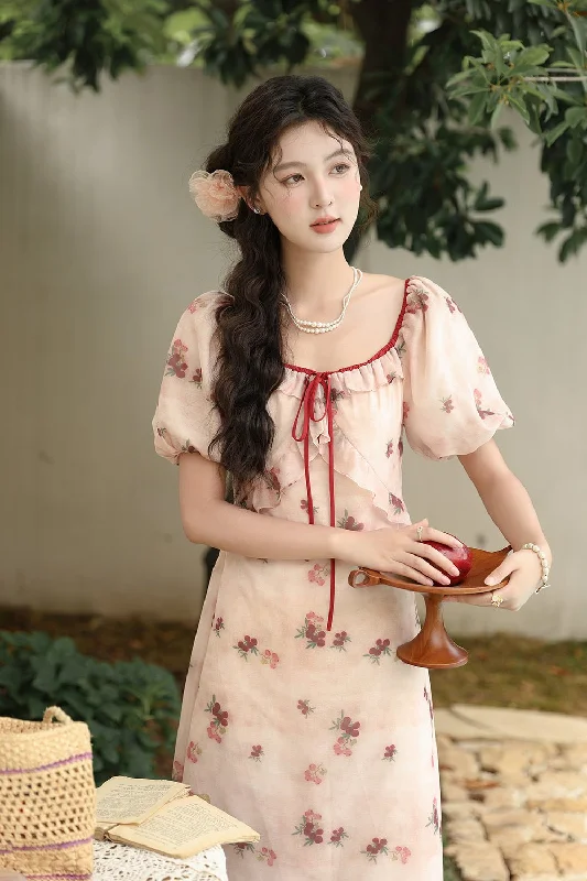 Floral Maxi Dress for Women British Gentlewoman Style