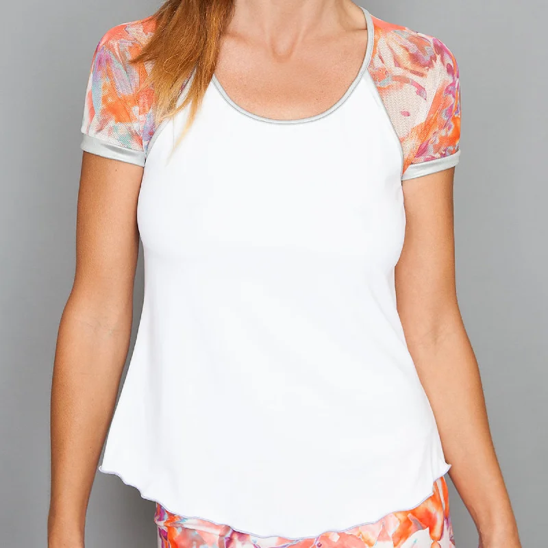 Catalina Cap Sleeve Top (white) Luxurious Women's High -  end