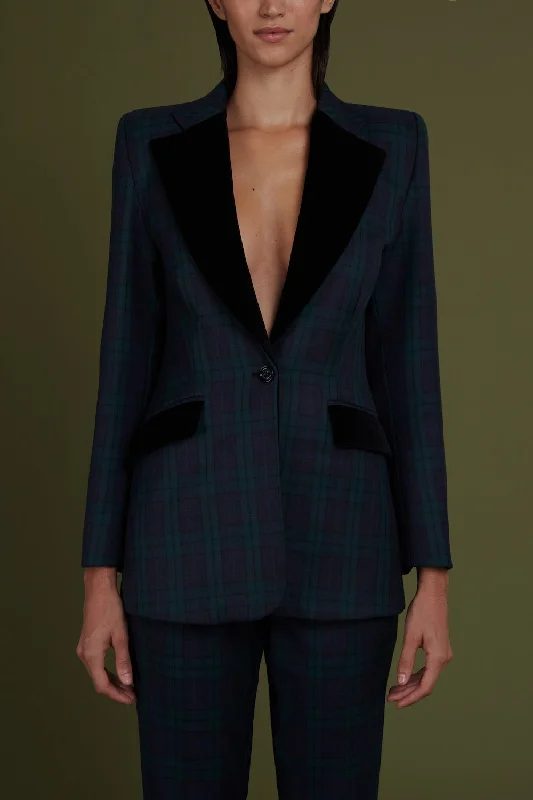 Blazer tartán verde Confident Women's High - fashion