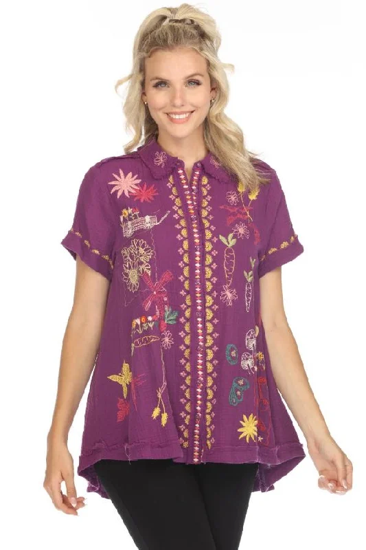 Johnny Was Biya Faye Embroidered Button-Down Blouse B14224 Boho Chic Dynamic Women's Moto Johnny Was Biya Faye Embroidered Button-Down Blouse B14224 Boho Chic Dynamic Women's Moto