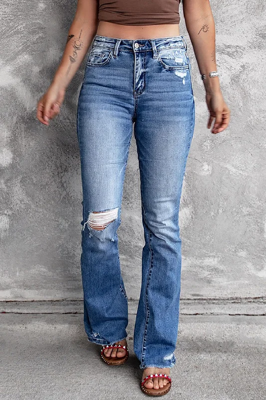 Angelina Distressed Flare Jeans Refined Women's Velvet