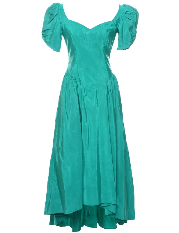 1980s Turquoise Evening Dress - S