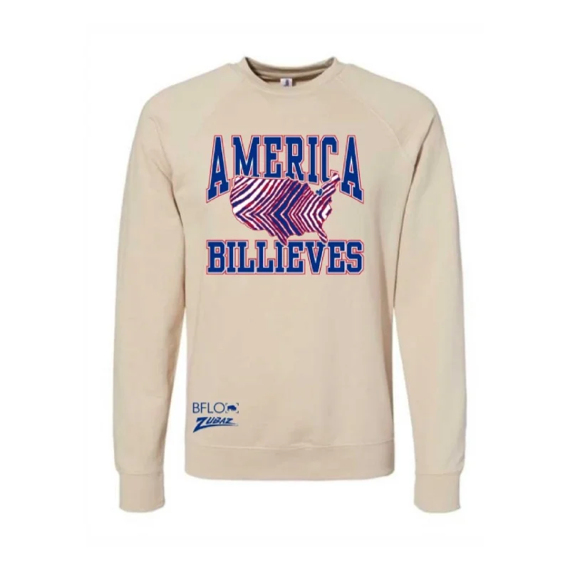 Limited Edition BFLO Zubaz America Billieves Crewneck Laid - back Women's Vibe