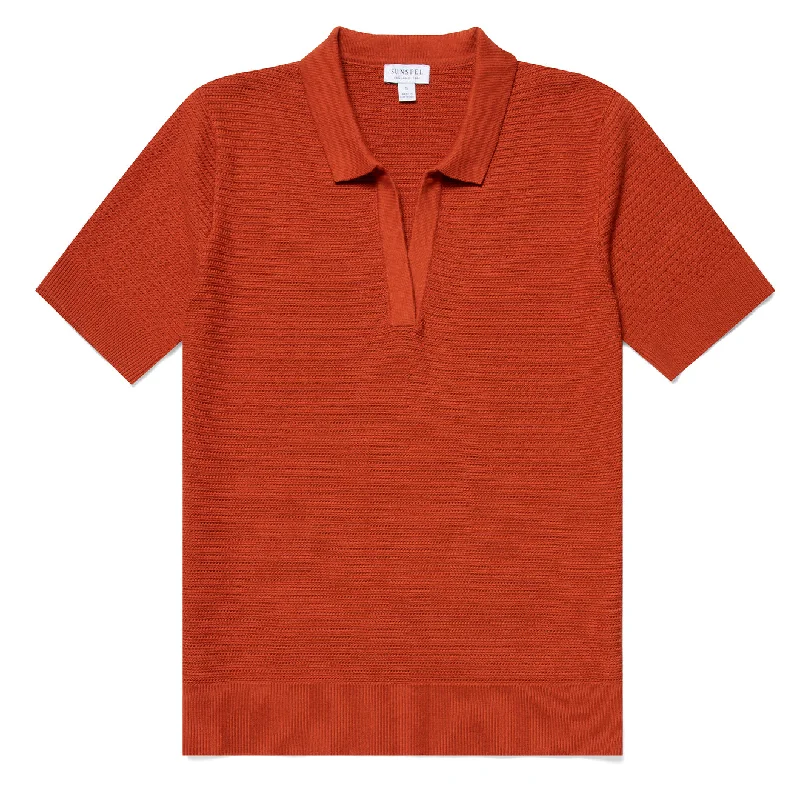 Sunspel Womens Archive Knit Polo Burnt Sienna Bohemian Women's Free