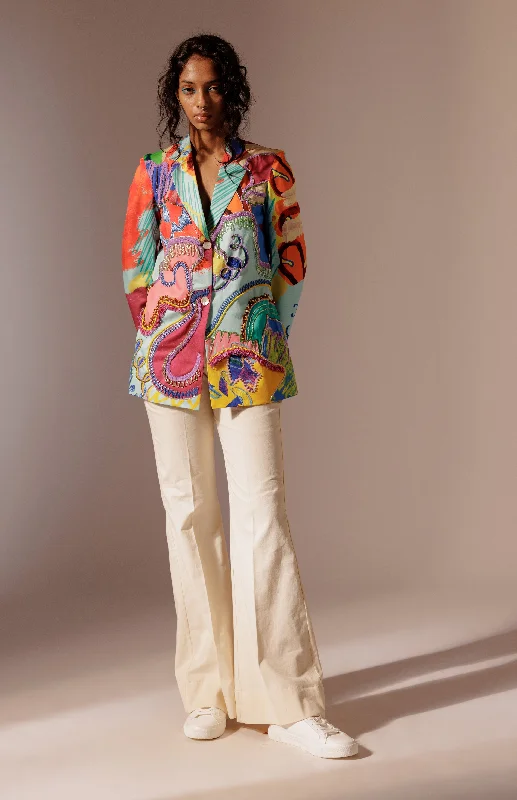Island Embroidered Blazer Earthy Women's 