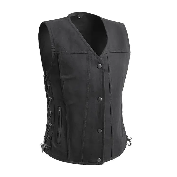First MFG Co. Women's Tiff Motorcycle Twill Vest Sophisticated Women's Tailored