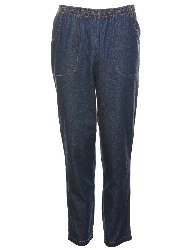 Blair Dark Wash Denim Trousers - W30 L30 Confident Women's High - fashion
