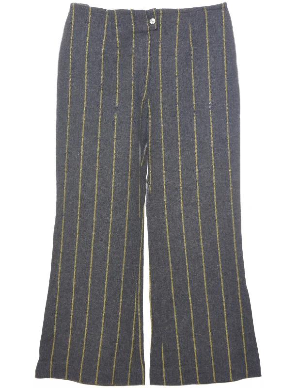 Boot Cut Striped Pattern Trousers - W30 L25 British Gentlewoman Style