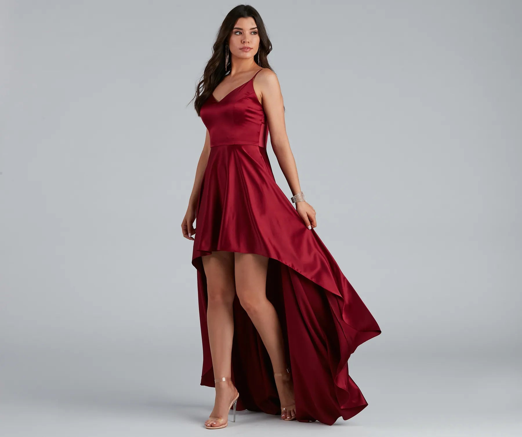 Spencer Satin High-Low Formal Dress Vacation
