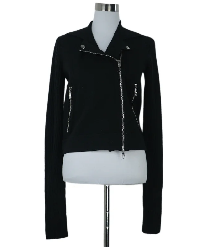 Sonia Rykiel Black Knit Motorcycle Jacket sz 4 Street
