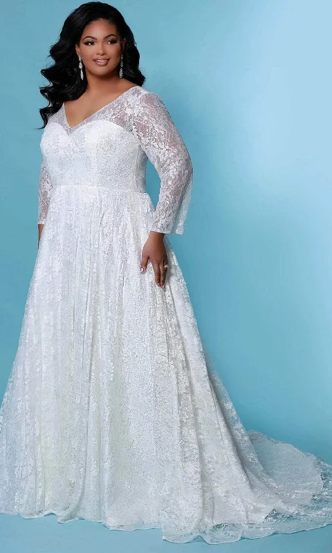 Sydney's Closet Bridal - SC5261 Long Sleeve Lace Bridal Gown Geometric