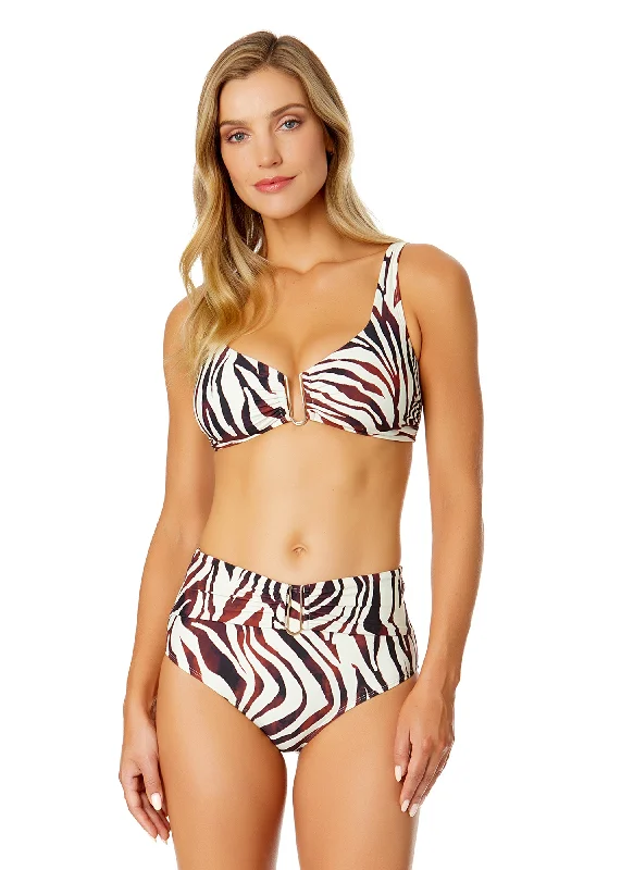 Women's Tiger Dance Ring Front Underwire Bikini Swim Top Earthy Women's 