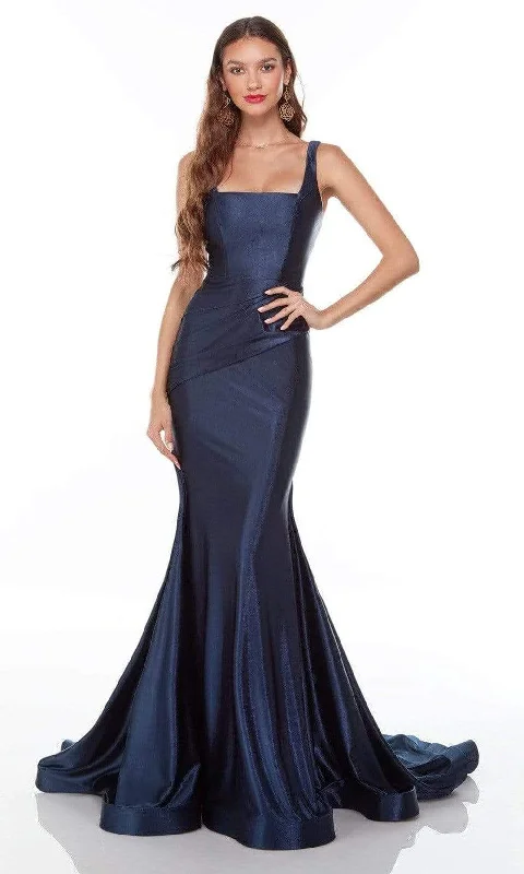 Alyce Paris - 61162 Square Neck Trumpet Gown Cozy Women's Winter