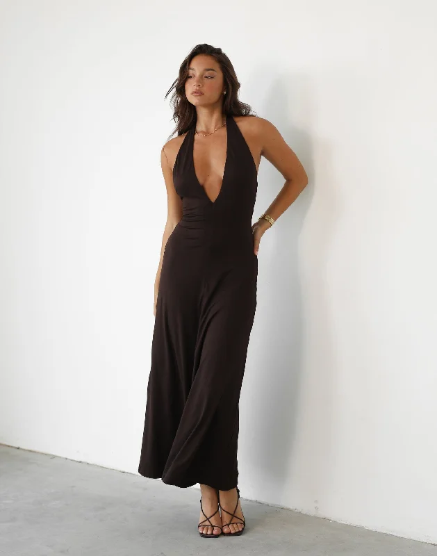 Victoria Maxi Dress (Chocolate) Luxurious Women's High -  end