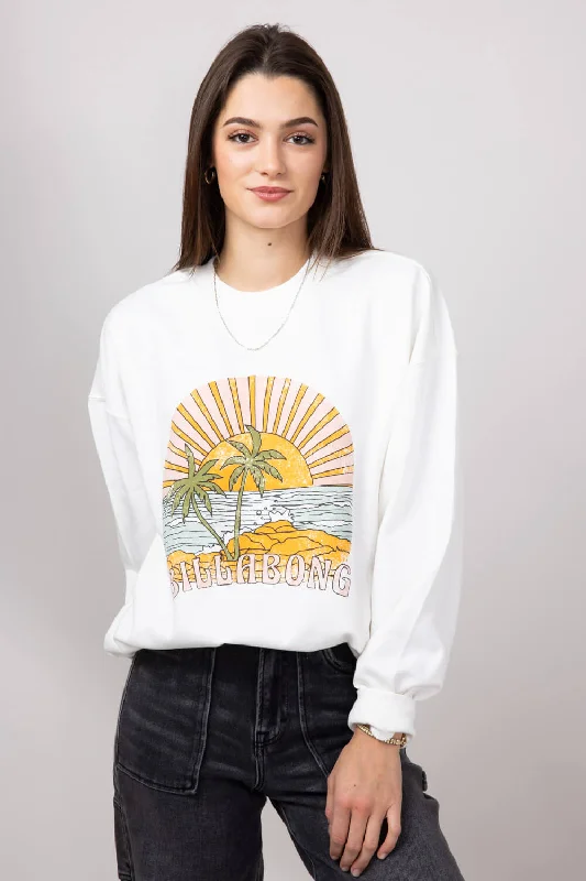 Billabong Island Life Fleece Sweatshirt for Women in White | 24B464405-SCS Polished Women's Silk Billabong Island Life Fleece Sweatshirt for Women in White | 24B464405-SCS Polished Women's Silk