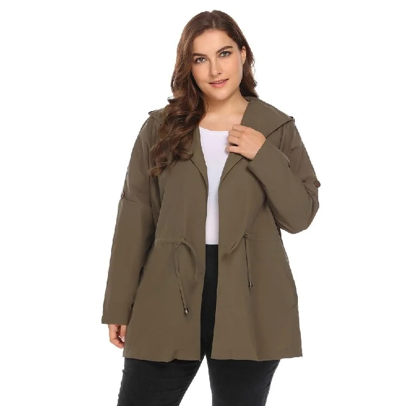 ANALUKE Slim Waist Large Waterproof Lightweight Trench Coat