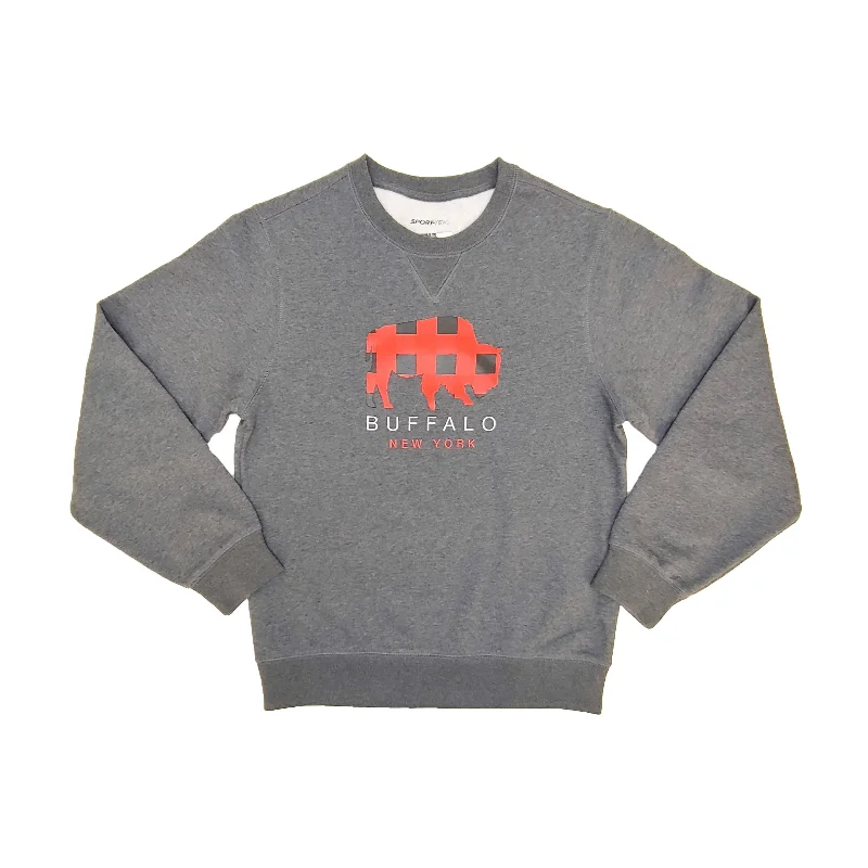Buffalo New York Graphite Heather Crewneck Geometric