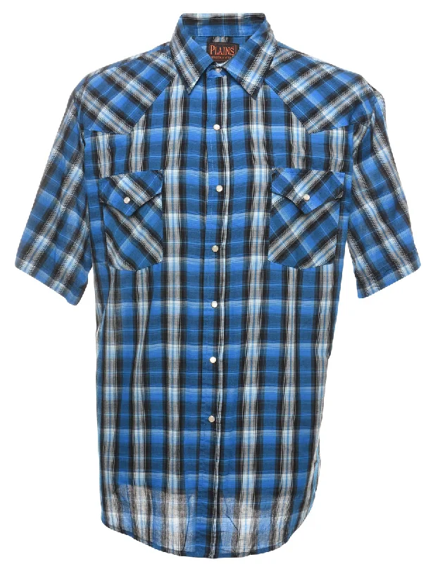 Blue Checked Shirt - XL Bohemian Women's Free