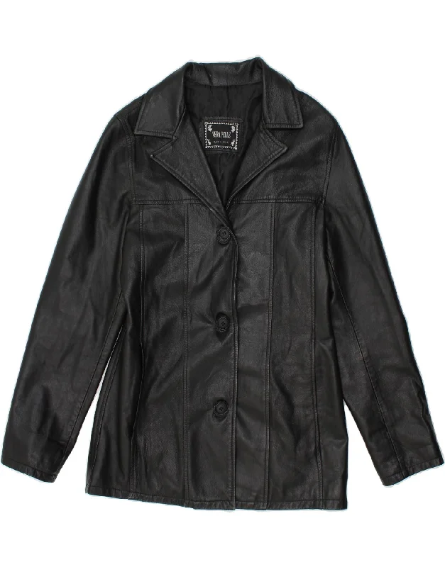 VINTAGE Womens Leather Jacket UK 10 Small Black Leather Trendy Women's 