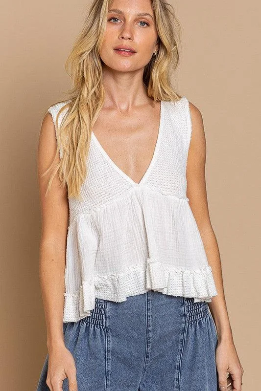 Sleeveless V-neck Mini Babydoll Tank Top