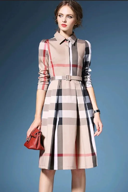 Plaid Dress W/ Belt