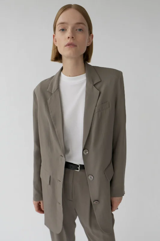 HAINES BLAZER - DARK TAUPE - SILK Cozy Women's Winter