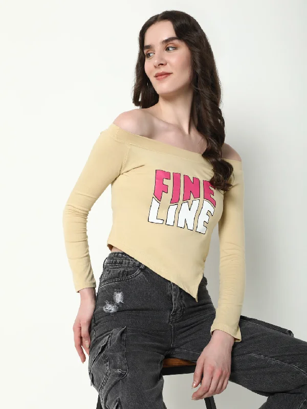 Women Graphic Beige T Shirt Sophisticated Women's Tailored