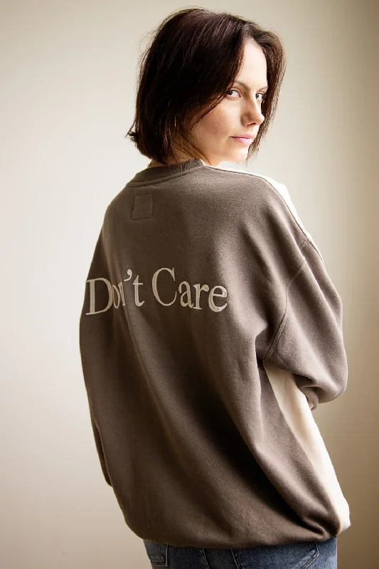 1897 Active Don’t Know Don’t Care Fleece Sweatshirt for Women in Beige/Fossil | GT883-BEIGEFOSSIL Traditional Women's 