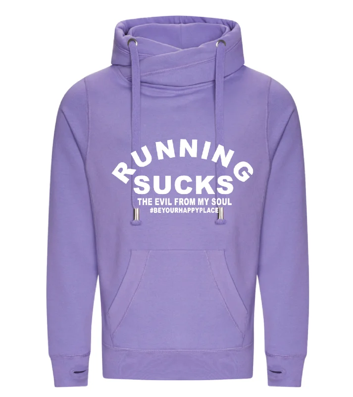 Running Sucks Lavender Cross Neck Hoodie Contemporary 