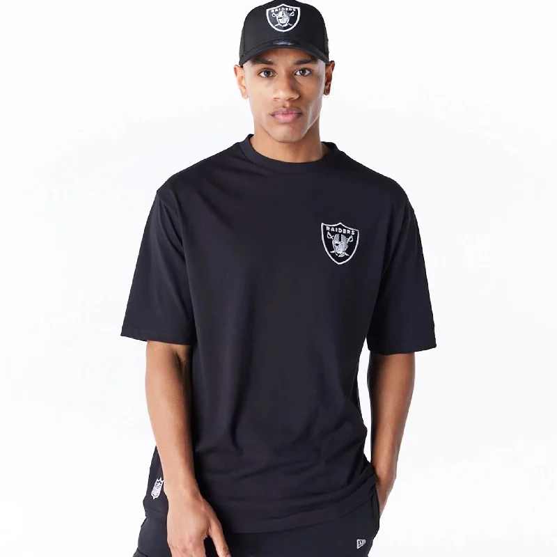 Las Vegas Raiders NFL League Essential Black Oversized T-Shirt Classic Women's Pin - striped