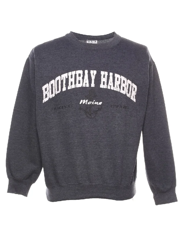 Boothbay Harbor Grey & White Printed Sweatshirt - S Sophisticated Women's 