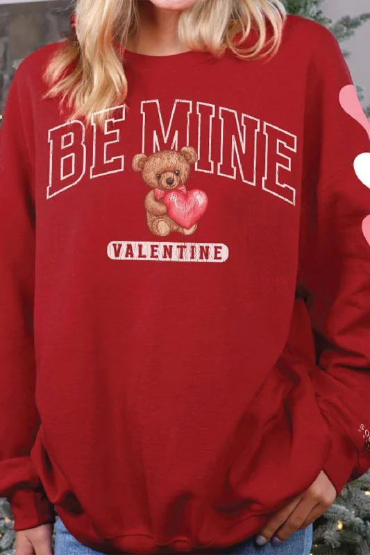 Simply Southern Teddy Bear Valentine Fleece Sweatshirt for Women in Red | CREW-MINE-RED Preppy Women's College Simply Southern Teddy Bear Valentine Fleece Sweatshirt for Women in Red | CREW-MINE-RED Preppy Women's College