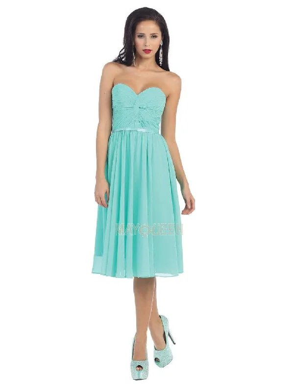 May Queen - MQ1161 Strapless Sweetheart Neckline Twisted Front Dress Refined Women's Velvet May Queen - MQ1161 Strapless Sweetheart Neckline Twisted Front Dress Refined Women's Velvet